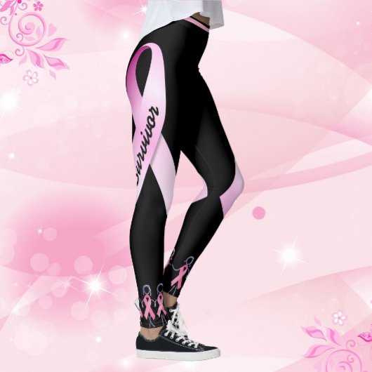 Roze lint dames personaliseren zwarte Leggings