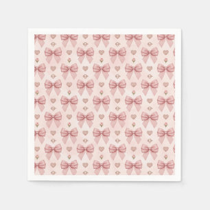 Roze lint diamanten ring hart patroon servet