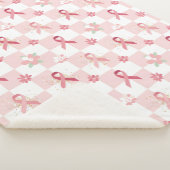 Roze lint en bloemen geruit sherpa deken (3/4)