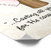 Roze lint en Christelijke kruisscripts Poster (Hoek)