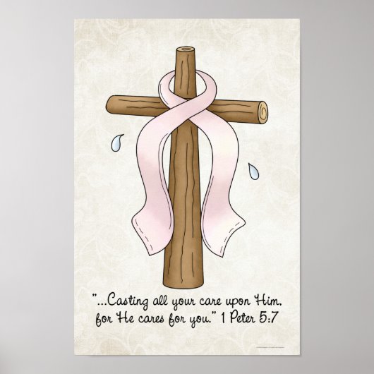 Roze lint en Christelijke kruisscripts Poster (Voorkant)