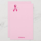 Roze lint en papier met naam (Voorkant / Achterkant)