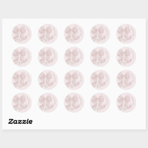 Roze lint en strepen baby shower ronde sticker