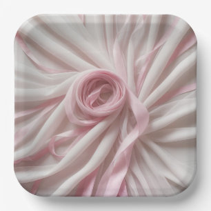 Roze lint en tule abstract papieren bordje