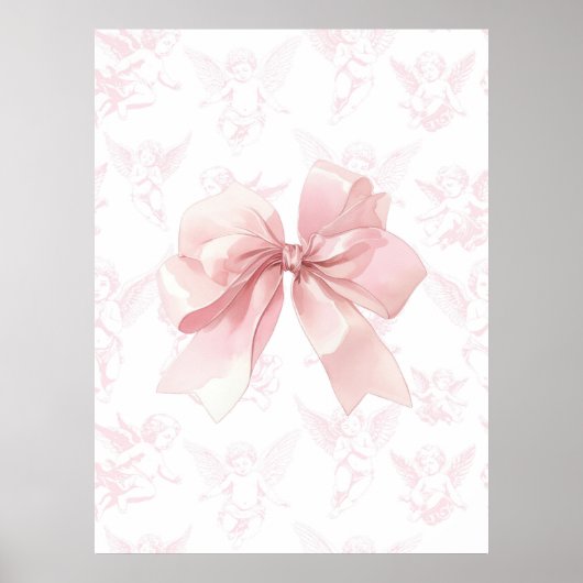 Roze lint engel wandkunst poster (Voorkant)