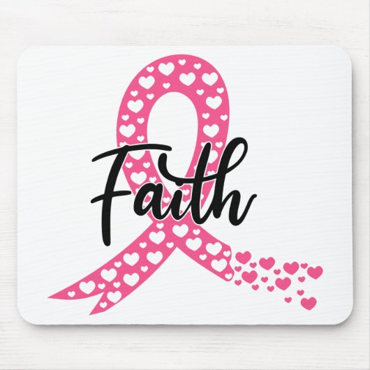 Roze lint Faith Fighter Warrior Breast Cancer Muismat (Voorkant)