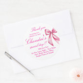Roze lint favor bedank sticker (Envelop)