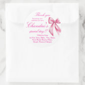 Roze lint favor bedankt stickers (Tas)