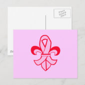Roze lint Fleur de Lis Briefkaart (Voorkant / Achterkant)