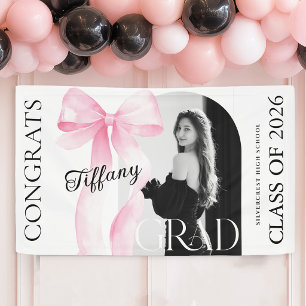 Roze lint foto afstudeerbanner spandoek