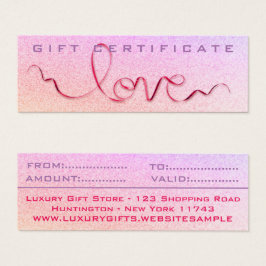 Roze lint & Glitter Liefde Sparkel Cute Meisjesach Mini Visitekaartjes