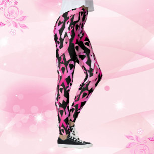 Roze lint gooien borstkanker overlevende zwart leggings