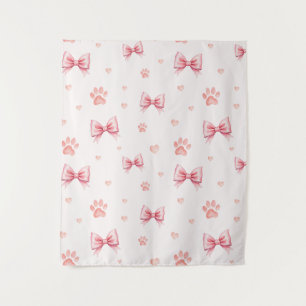 Roze lint, hart & poot print patroon - Zacht roze Wandkleed