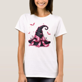 Roze Lint Heksenhoed Borstkanker Bewustzijn T-shirt
