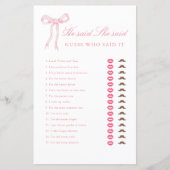 Roze Lint Hij Zei Zij Zei Bruidsfeest Spel (Voorkant)