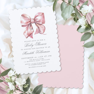 Roze Lint Jongens Baby Shower Kaart