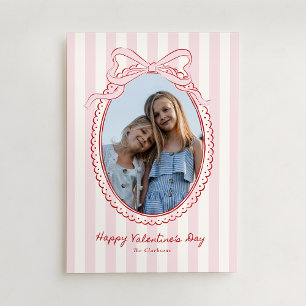 Roze lint kader Valentijnskaart Kaart