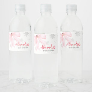 Roze Lint Kerst Baby Shower Waterfles Etiket