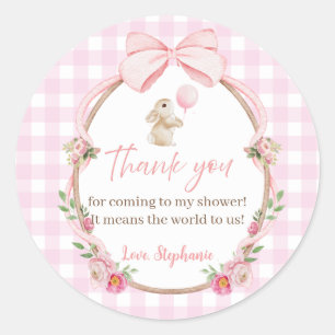 Roze Lint Konijn Bedankt Ronde Sticker