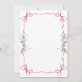 Roze lint Lijst Floral Whimsical Wedding Kaart (Achterkant)