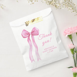 Roze lint meisje baby shower Dank je Bedankzakje