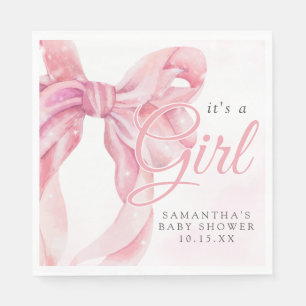 Roze Lint Meisje Baby Shower Servet