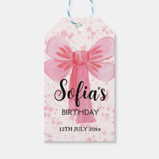 Roze Lint Meisje Cadeaulabel