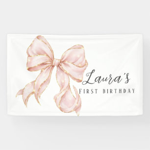 Roze Lint Meisje Eerste Verjaardag Spandoek