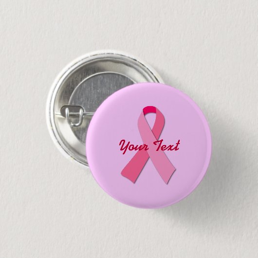 Roze lint met aangepaste tekst ronde button 3,2 cm (Voorkant /achterkant)