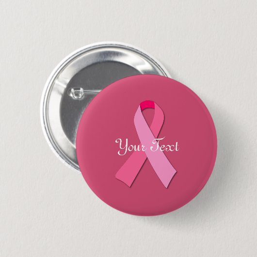 Roze lint met aangepaste tekst ronde button 5,7 cm (Voorkant /achterkant)