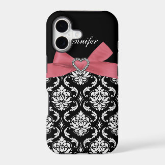 Roze lint met damast iPhone hoesje