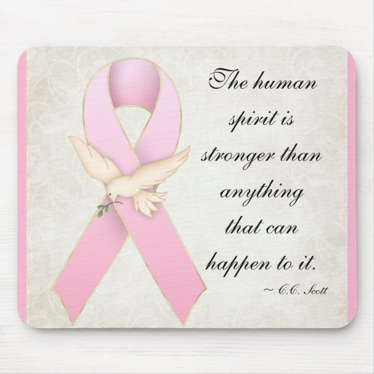 Roze lint met dove Quotable/Customize Mousepad Muismat (Voorkant)