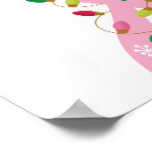 Roze lint met kerstverlichting borstkanker poster (Hoek)