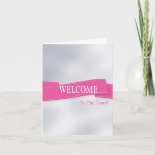 Roze lint met White Border Cute Welcome Kaart