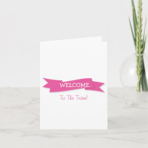 Roze lint met White Border Cute Welcome Kaart