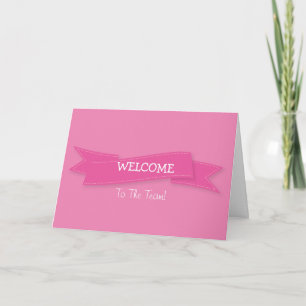 Roze lint met White Border Cute Welcome Kaart