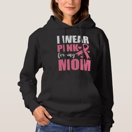 Roze lint moeder vechter krijger borstkanker hoodie (Voorkant)