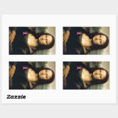 Roze lint Mona Lisa Rechthoekige Sticker (Vel)
