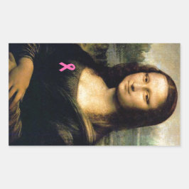 Roze lint Mona Lisa Rechthoekige Sticker