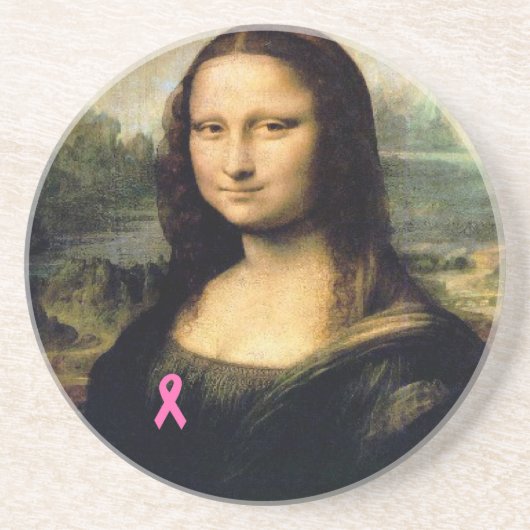 Roze lint Mona Lisa Zandsteen Onderzetter (Voorkant)