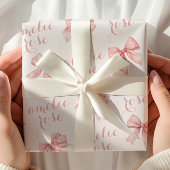 Roze Lint Naam Cadeaupapier