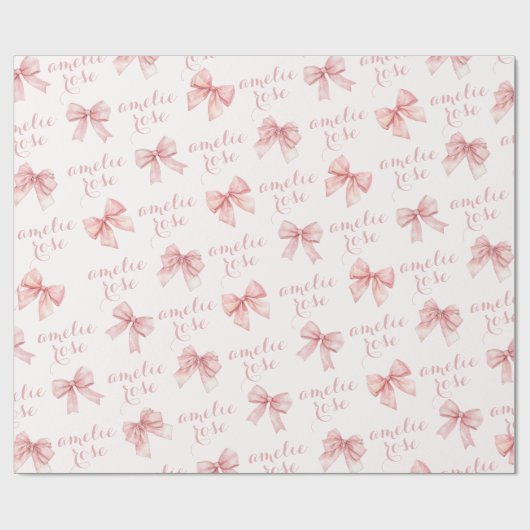 Roze Lint Naam Cadeaupapier (Vlak)
