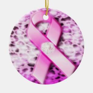 Roze lint op luipaard keramisch ornament