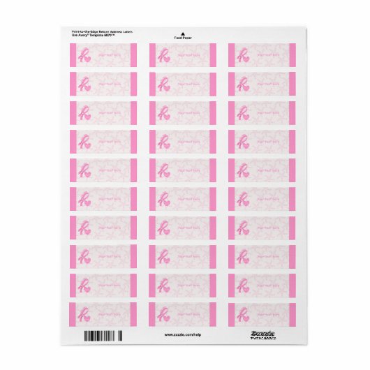 Roze lint overlevende borstkanker en roze grens etiket (Full Sheet)