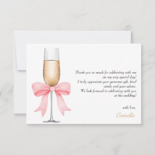 Roze lint parels & Prosecco bruidsfeest bedankt