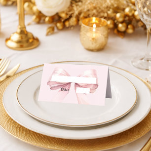 Roze lint plaatskaarten elegant gevouwen