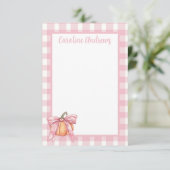 Roze Lint Pompoen, Coquette Roze Stationery Bedankkaart (Staand voorkant)