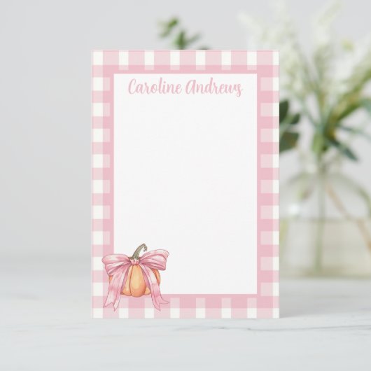 Roze Lint Pompoen, Coquette Roze Stationery Bedankkaart (Staand voorkant)