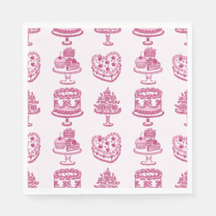 Roze Lint Retro Hart Coquette Cake Valentijnsdag Servet