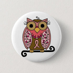 Roze lint ronde button 5,7 cm